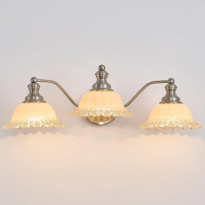 XIEDUN Brushed Nickel Bathroom Vanity Light White 3 Light
