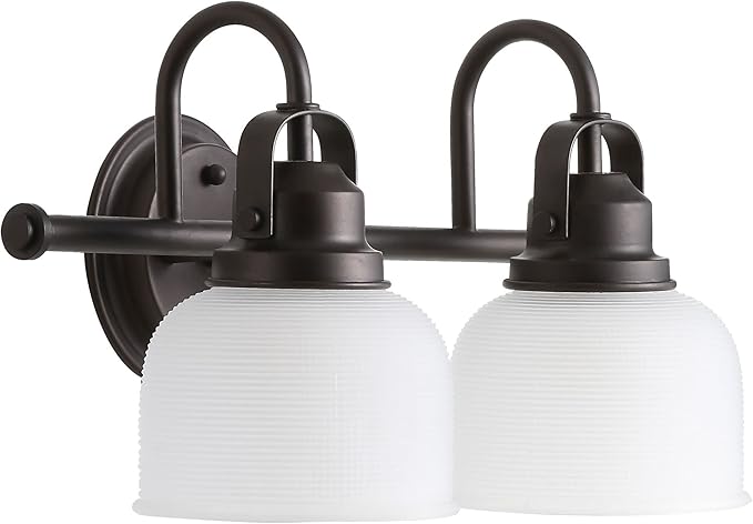 JONATHAN Y 17.25" Chrome Modern Bathroom Vanity Light, 2-Light LED Wall Sconce, Clear Glass Bell Shade for Mirror Hallway Kitchen, ETL Listed, LED Bulb Included (JYL7408A)