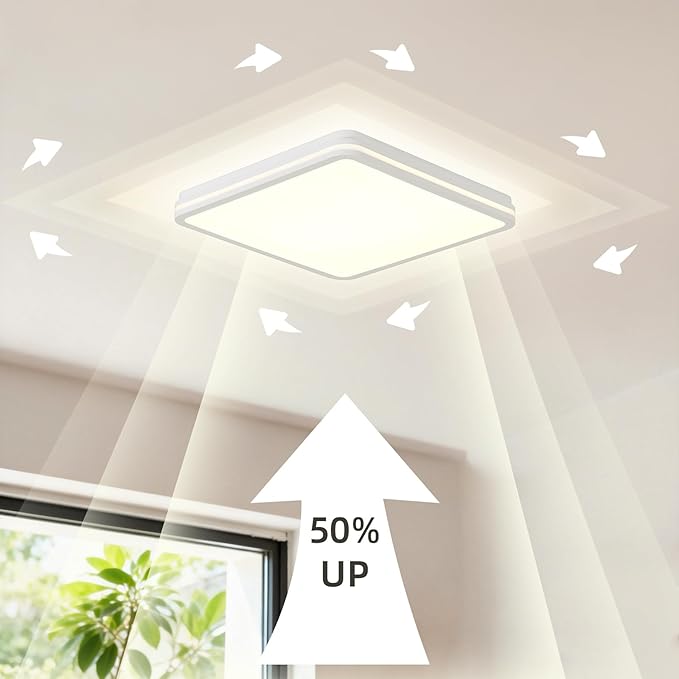 6PK 12 Inch LED Flush Mount Ceiling Light with Side Light, 40W, 2520LM, 3000K/4000K/6000K CCT Selectable, White Square LED Ceiling Light for Hallway, Kitchen, Bedroom, Laundry Room