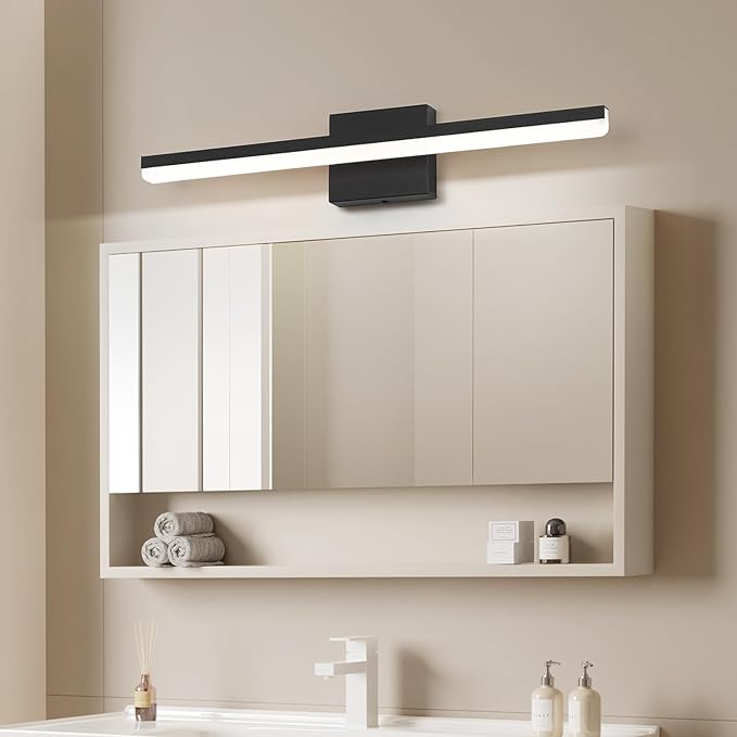 Bathroom Vanity Light Fixtures Over Mirror 24 inch Long Black Modern 18W LED Wall Sconce Lights for Mirror Bar Lighting Indoor 5500K ETL Certificated
