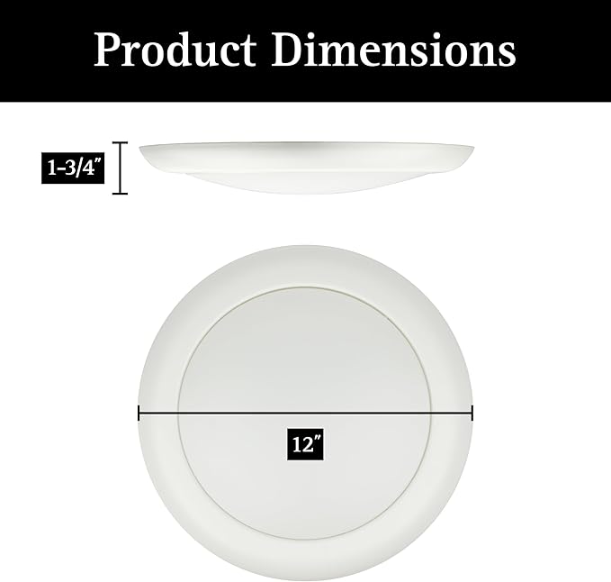 Ultralux 12in LED Flush Mount Ceiling Light – Dimmable, Slim Ceiling Light - Over 50,000 Hours of Energy Efficient LED Lighting - Multi-Purpose, Easy-Install (1 Pack, Warm White)