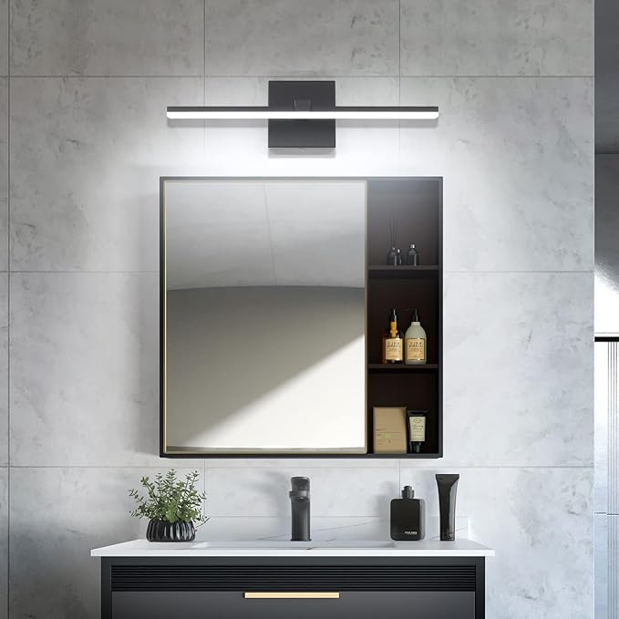 ZUZITO Black Bathroom Vanity Lights - 18 inch Modern LED Bathroom Light Fixtures Dimmable Vanity Light Acrylic Bath Room Lighting Fixture Over Mirror