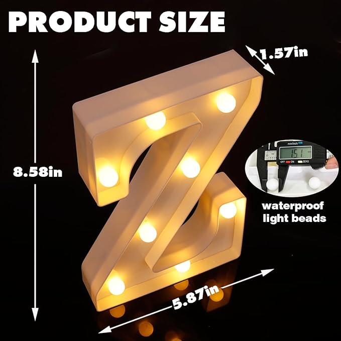 DyingSwan Small Led Marquee Letters, Light Up Letters, 8.58 Inch Led Letter Lights, Battery Powered Lighted Sign for Table, Party, Birthday, Christmas Decor (Letter Z)