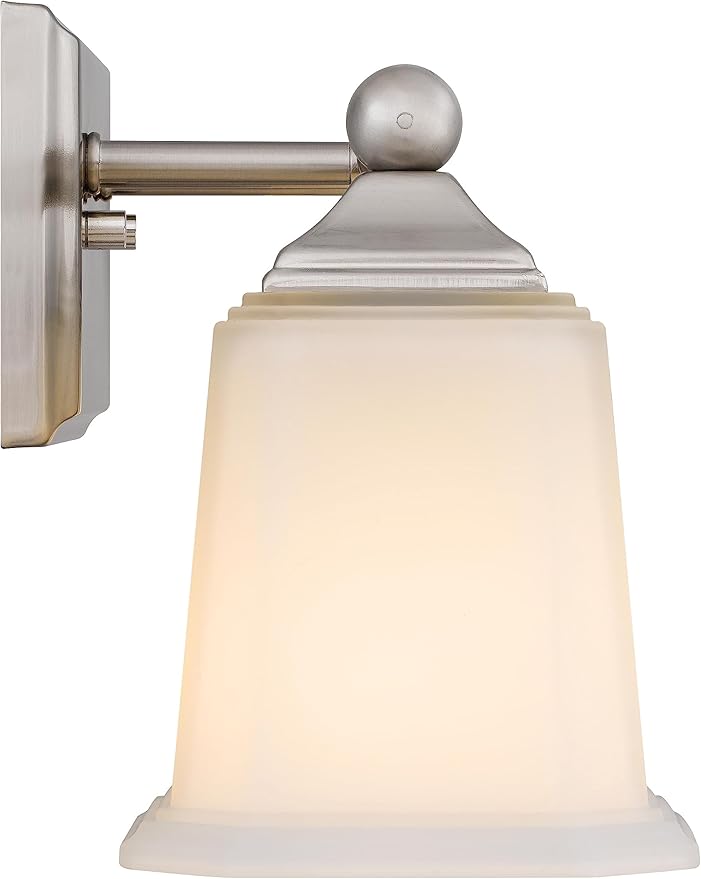 Tawson Nox Vintage 4-Light Vanity Light Modern Wall Sconce Lighting Brushed Nickel with White Glass Shade for Bathroom, Hallway, Entryway, Kitchen, Mirror, Laundry Room