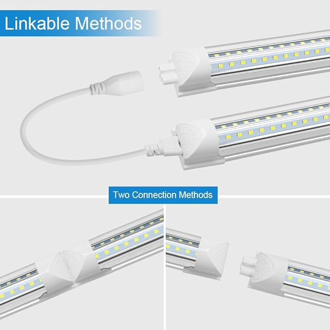 SHOPLED LED Shop Light 4FT, 40W 5500LM 5000K Daylight White, V-Shape Linkable T8 LED Tube Lights, 4 Foot Shop Lights for Workshop, Garage, Warehouse, Basement, ETL Listed, 4-Pack