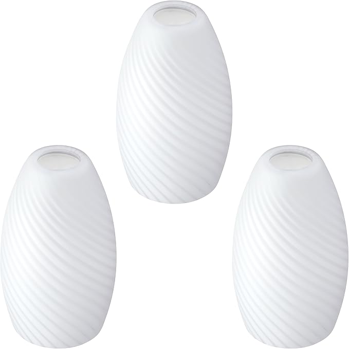 Leading Lighting 4.7" Handblow Art Glass Lamp Shade Pendant Ceiling Chandelier Wall Sconce Light Replacement Oval Glass Shade Fixture (White Glass 3 Pack)