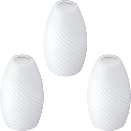 Leading Lighting 4.7" Handblow Art Glass Lamp Shade Pendant Ceiling Chandelier Wall Sconce Light Replacement Oval Glass Shade Fixture (White Glass 3 Pack)