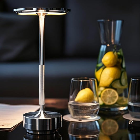 Cordless Rechargeable Table Lamps, Portable Led Ecolume Dining Table Light with Touch Control & 3 Color Dimmable, 5200mAh Battery Powered Vueeze Table Lamp for Outdoor Patio Dinner Restaurant (Silver)