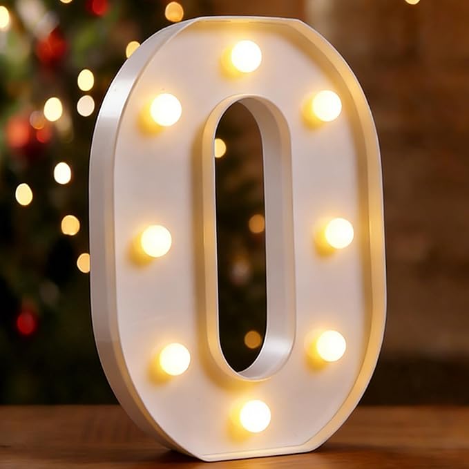 DyingSwan Small Led Marquee Letters, Light Up Letters, 8.58 Inch Led Letter Lights, Battery Powered Lighted Sign for Table, Party, Birthday, Christmas Decor (Letter O)