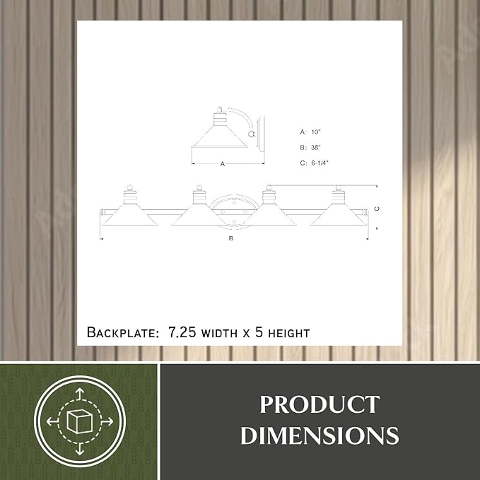VAXCEL Akron 4-Light 38 inch Wide Oil Rubbed Bronze and Matte White Farmhouse Bathroom Vanity Lighting Fixture, Metal Shade, Dimmable, LED Compatible, Over The Mirror Mounted Steel Wall Sconce