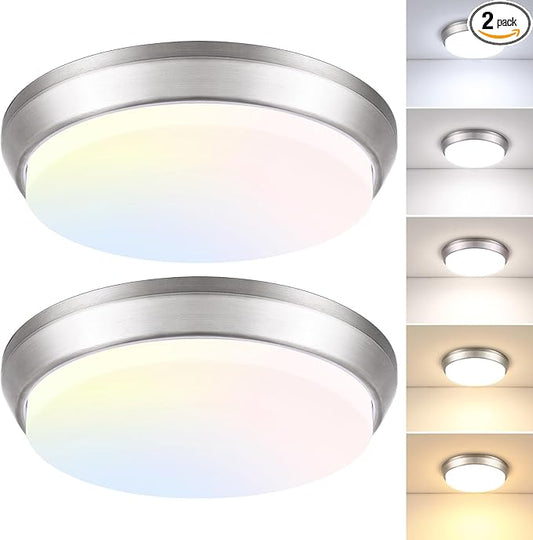 13 Inch Dimmable LED Ceiling Light Fixture, 4000 Lumens Super Bright 36W Flush Mount Ceiling Light, 2700K/3000K/4000K/5000K/6500K Adjustable Modern Ceiling Lamps for Bedroom Kitchen Bathroom, 2 Packs