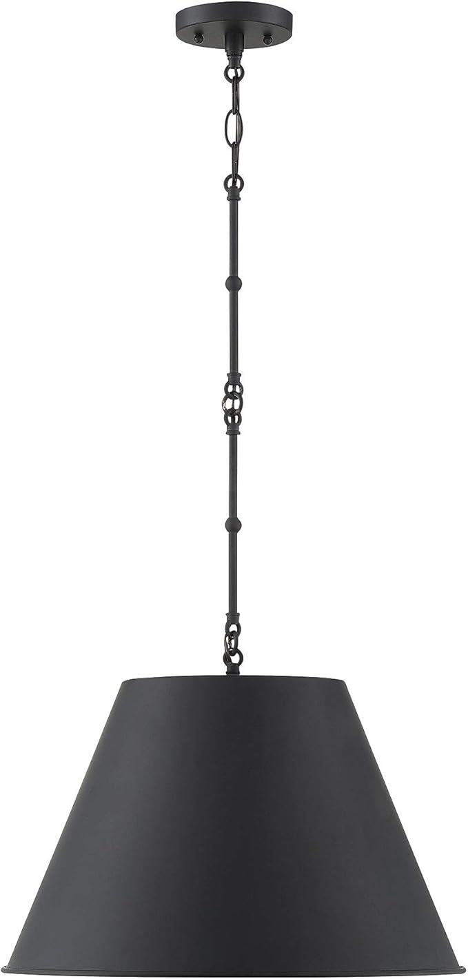 Savoy House 7-132-1-89 Alden Traditional Metal Bell Pendant, 1-Light 60 Watt, 9" H x 12" W, Matte Black
