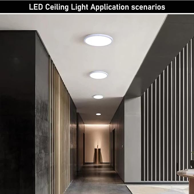 16Pack 12Inch 3200LM LED Ceiling Light,28W 3 Color Changeable (3000K/4000K/6000K),120V Slim Surface Mount Ceiling Lights Fixture for Kitchen Bedroom Living Room