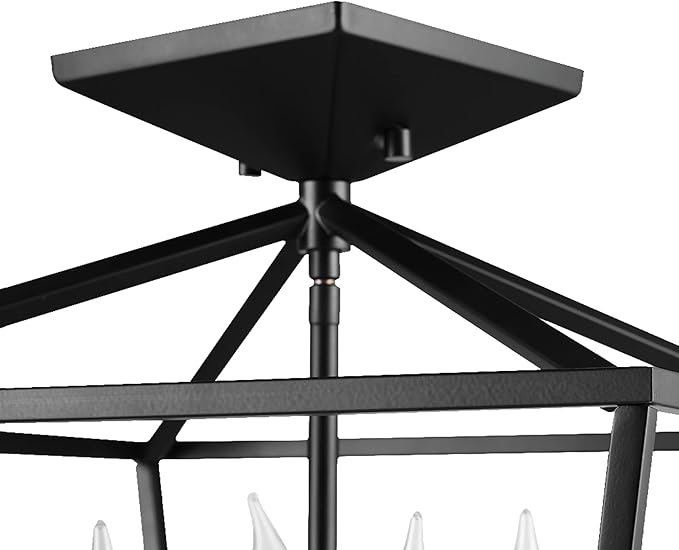Globe Electric 61182 Sheldon 4-Light Semi-Flush Mount Ceiling Light, Matte Black, Flame Tip Vintage Edison Incandescent Bulbs Included