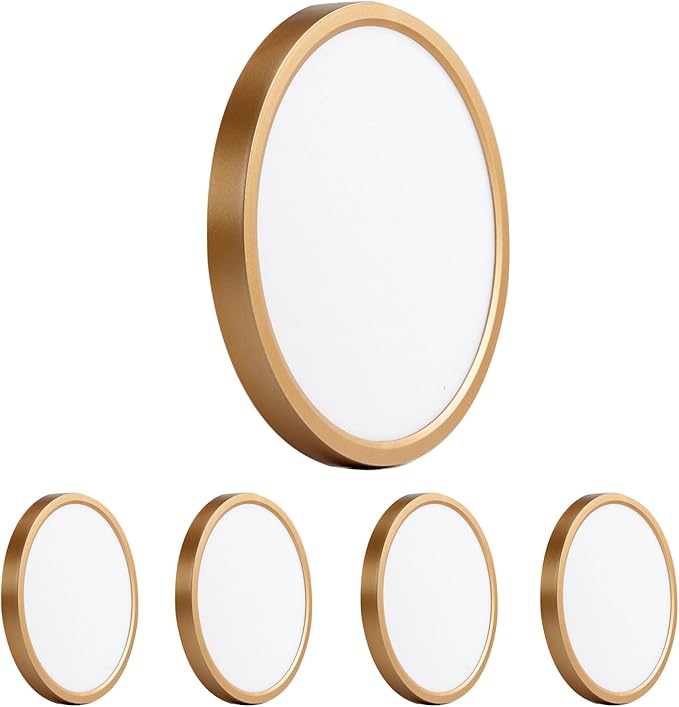 9 Inch Flush Mount LED Ceiling Light, Dimmable 5CCT Selectable, 0.67 Inch Super Slim Round LED Ceiling Lights, 18W 2000LM Low Profile Light Fixture for Laundry, Office, 9 Inch 4Pack Gold