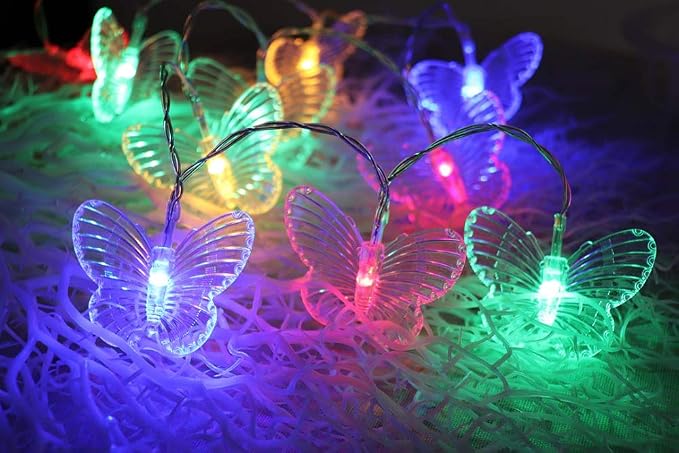 Lainin 12ft/3.5M USB Powered 8 Modes Butterfly Curtain Night Light Strip Icicle Fairy String Light, Perfect for Room Garden Wall Christmas Wedding Indoor/Outdoor Party Decoration - Multi Color