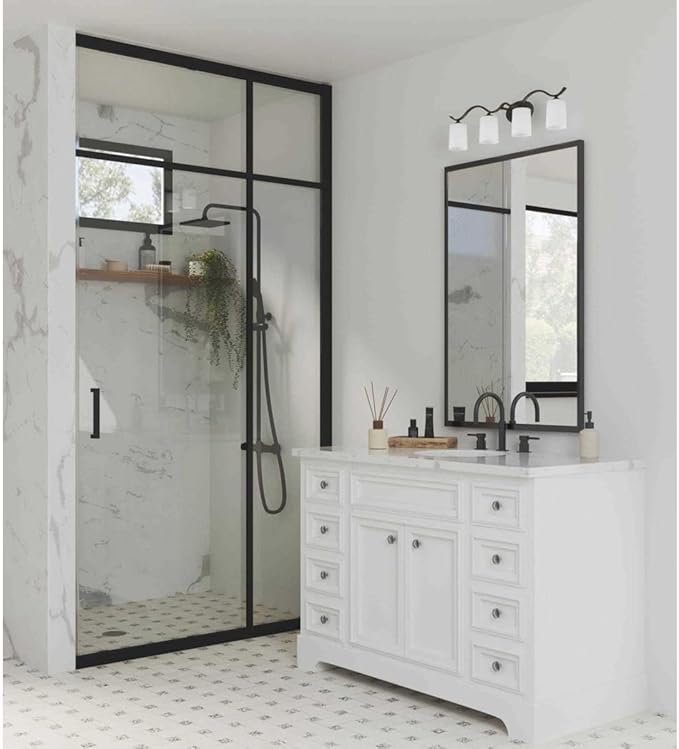 Progress Lighting P2021-20 Inspire Collection Etched Glass Traditional Bath Vanity Light, 4-Light, Antique Bronze