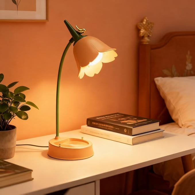 magical JD LED Desk Lamp Cordless Table Light Adjustable Gooseneck Dimmable Touch Rechargeable Battery Eye-Caring Night Light for Kids, Mini Cute Lamp for College Dorm Bedroom Reading, Yellow
