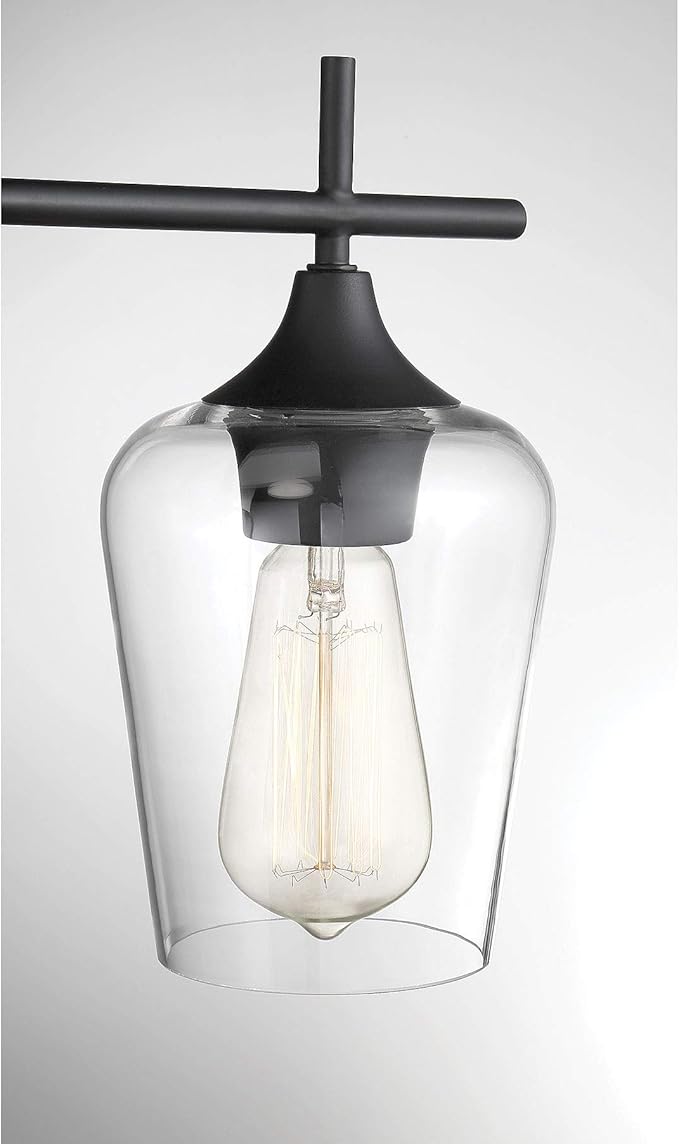 Savoy Essentials 8-4030-4-BK Octave Bohemian Clear Glass Bathroom Vanity Wall Light, 4-Light 240 Total Watts, 10" H x 29" W, Black