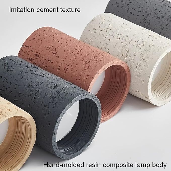 Modern Minimalist Concrete Ceiling Light Fixture Flush Mount LED Ceiling Lamp for Living Room, Bedroom, Hallway Wabi-Sabi Style Cement Cylinder Spotlight Warm White 3000K(Black Color,H-20cm)
