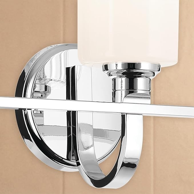 Kichler Gioe 24.25" 3-Light Bathroom Vanity Light Fixture with Opal Glass in Chrome, Damp Rated Modern Wall Mount for Mirror, Powder Room (24.25" W x 10.5" H), 55226CH