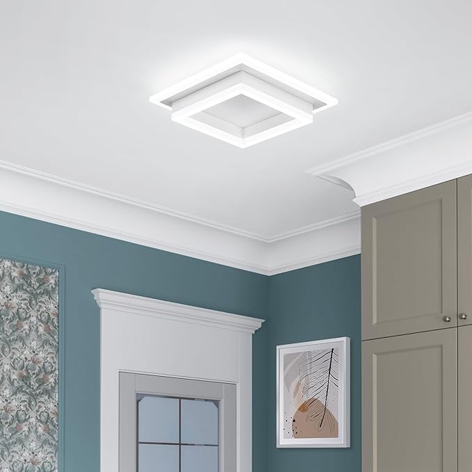 32W Flush Mount Modern LED Ceiling Lights, White Small Hallway Ceiling Light, Cool White 6000K Acrylic LED Ceiling Light Fixtures, Close to Ceiling Lights for Bedroom Dining Room Kitchen Bathroom