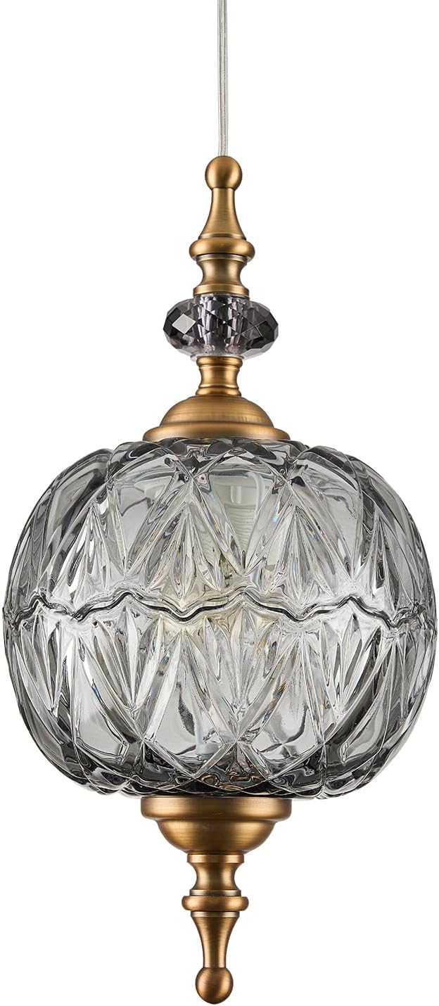 Vintage Grey Glass Pendant Light Fixtures E26 Bulb Pendant Lights for Bedroom Living Room Dining Room Kitchen Island Hallway