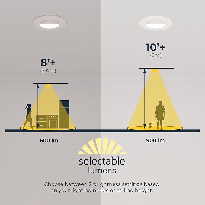 HALO RA 4 inch LED Recessed Light Trim with Adjustable Gimbal, Selectable Lumens and Selectable Color Temperature, Dim-to-Warm Feature, Damp Location Rated RA4LS9FSD2W1EWH