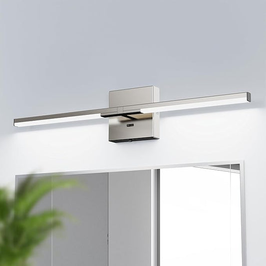 Ensenior Modern Brushed Nickel Bathroom Vanity Light 24 inch, Built-in Dimmer, 1100LM Dimmable 5CCT Led Bath Lights, Bar Vanity Light for Bathroom Mirror Cabinets Bedroom-FCC & ETL Certificated
