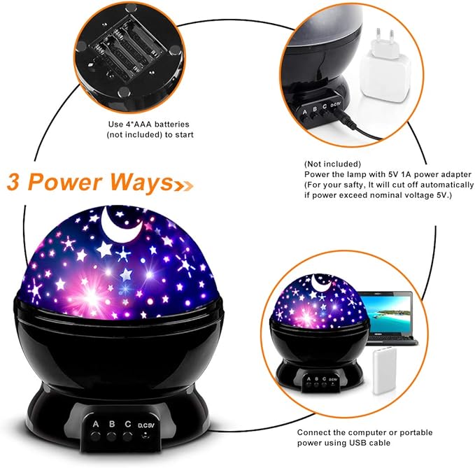 MOKOQI Star Projector Night Lights for Kids, Birthday Gifts for 1-4-6-14 Year Old Girl Boy Kids Bedroom, Glow in The Dark Stars Moon for Child Asleep Peacefully