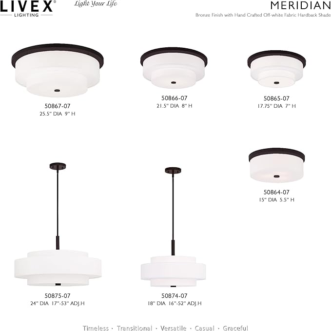 Livex Lighting 50874-07 Meridian 4-Light Pendant, Bronze