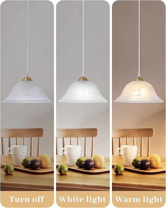 Glass Pendant Lights Kitchen Island, 11.8 Inch Frosted Glass Pendant Light, Gold Pendant Light 2-Pack, Kitchen Pendant Lights for Kitchen Island, Dining Room, Bar, Cafe