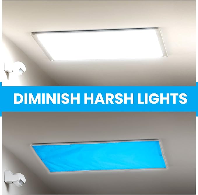 Hortsun 12 Pcs Fluorescent Light Covers 2 x 4 ft Classroom Ceiling Light Cover Magnetic Filters Fluorescent Diffuser Covering for Classroom Office Hospital Drop Ceiling(Blue)