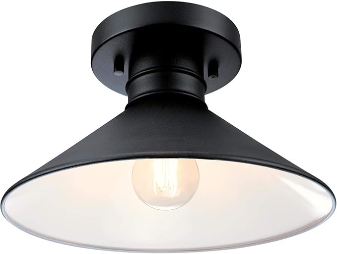 Westinghouse 6112900 Watts Creek 11 Inch Rustic/Arts & Crafts One-Light Outdoor Semi Flush Mount Ceiling Light, Dark Sky Friendly, Textured Black Finish