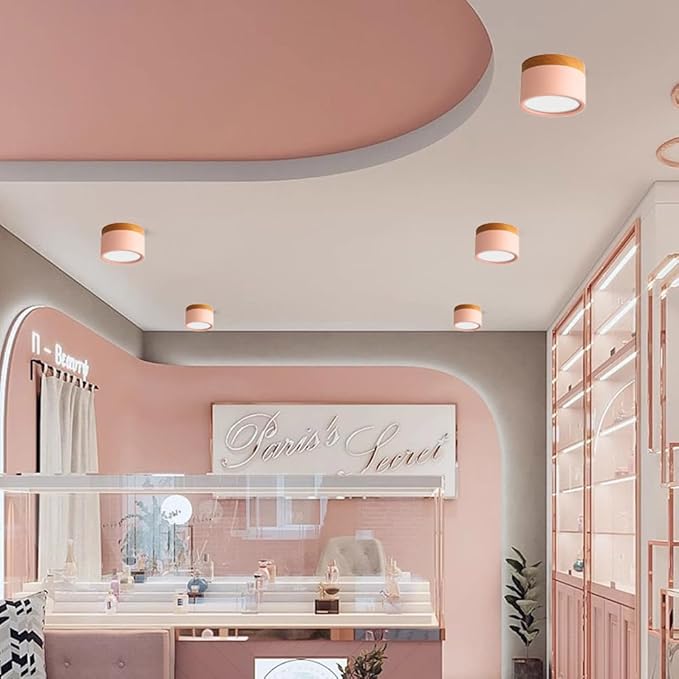 4.2-Inch Macaron Style Ceiling Light, Nordic Modern Ceiling Light Fixture, 15W LED Mini Cylinder Minimalist Close to Ceiling Lamp for Bedroom Hallway Entryway Kitchen Foyer Office