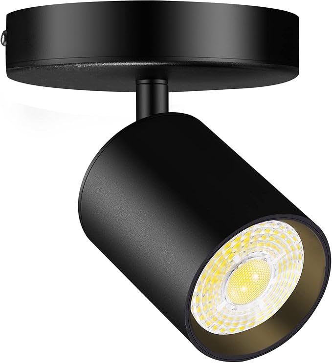 VANoopee Flush Mount LED Ceiling Spotlight Dimmable Adjustable Spotlight Directional Spot Lights Indoor Bright Can Accent Fixture for Living Room Bedroom - CRI90 Flicker Free 10W 800lm 4000K Black