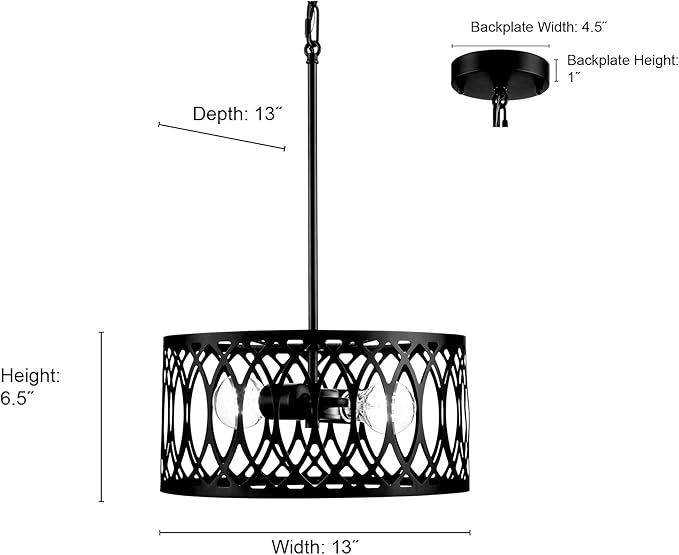 ML Lighting 42102-MB Arelyn 13" Wide 2-Light Pendant - Matte Black