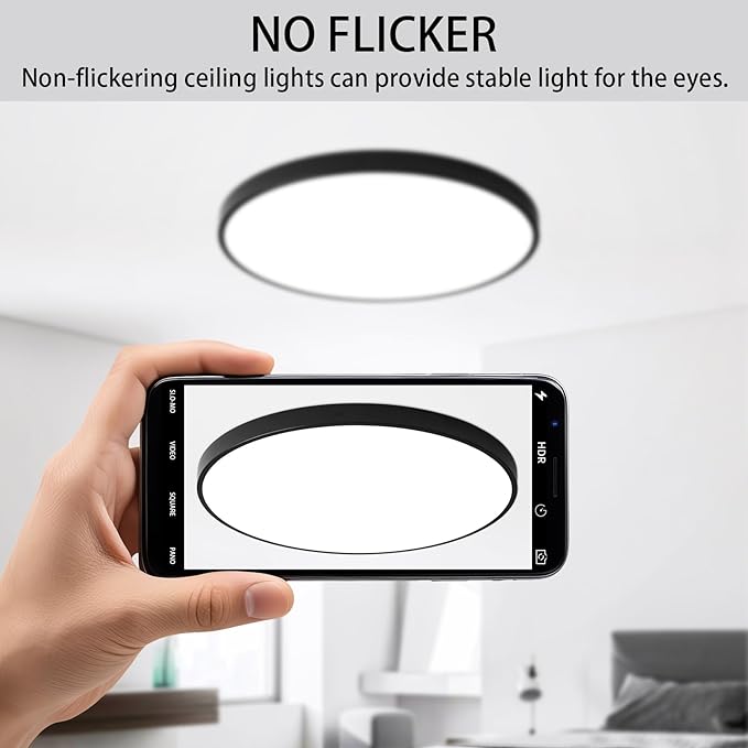 16 Inch LED Flush Mount Ceiling Light Fixture, 5000K Daylight White, 3000LM, 30W, Flat Modern Round Lighting Fixture, 300W Equivalent White NOT-DIMMABLE