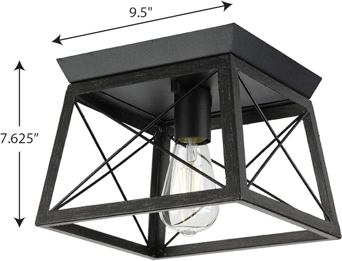 Progress Lighting 1-Light Ceiling Light, Flush Mount Ceiling Light Fixture for Interior Kitchen Lights, Hallway, Bedroom, Living Room, 9.5-Inch by 9.5-Inch, Briarwood Collection, Textured Black