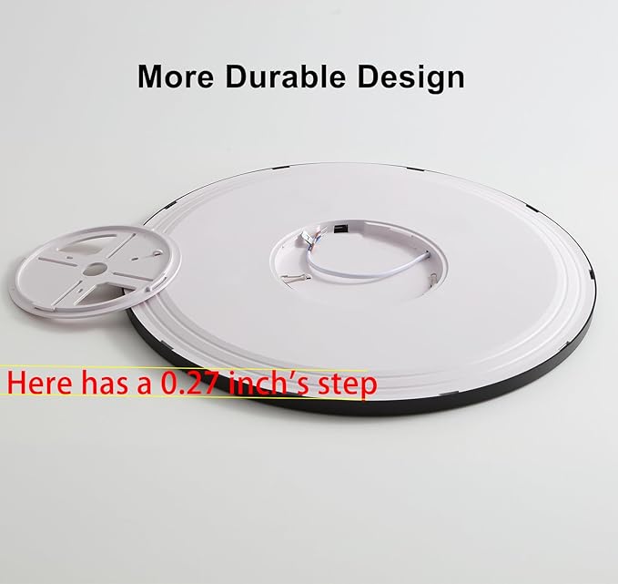 20 Inch Flush Mount Ceiling Light with Remote, 45W Dimmable LED Fixture 4500LM, 3000K-6500K Adjustable, Round Ceiling Lamp for Bedroom, Kitchen, Living Room, Dining Room, Bathroom, Black