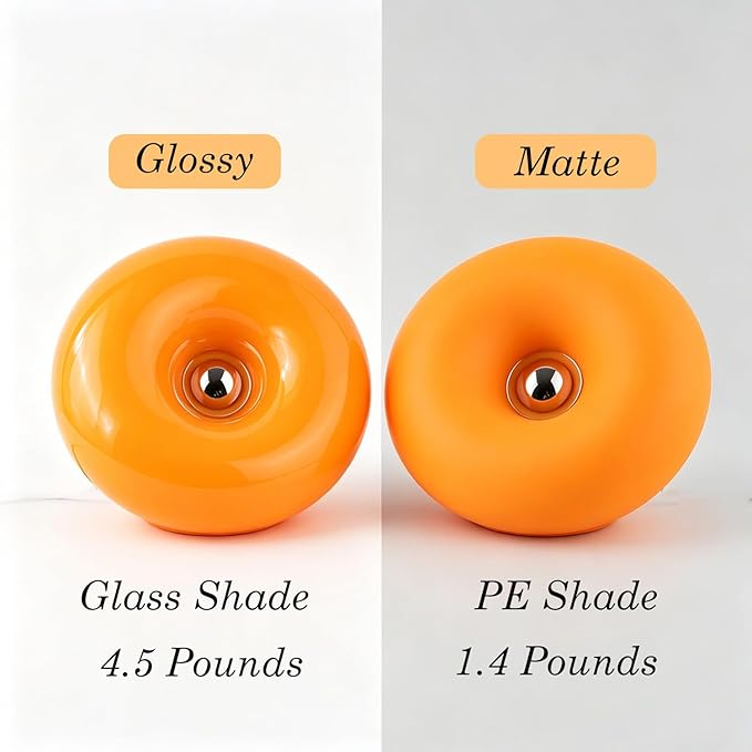 Donut Table Lamp,Creative Orange Donut Atmosphere Lamps with Plastic Shade,Retro-Modern Table Light,3-Color Dimmable Nightstand Lamp for Bedroom and Desk, Aesthetic Home Decor & Gifts (Orange)