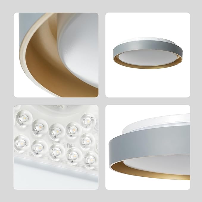 15.94" LED Flush Mount Ceiling Light Blue and Gold, Low Profile Light Fixture, Dimmable 5CCT 2700K-5000K Modern LED Ceiling Light Fixture for Kitchen, Bedroom, Living Room, Hallway, Hardwired