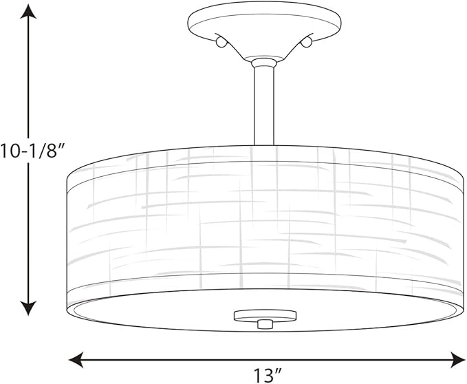 Progress Lighting Inspire Collection 13" Two-Light Semi-Flush, 10.13x13.00x13.00, Black