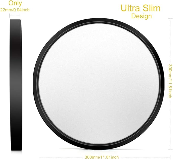 LED Flush Mount Ceiling Light Fixture, 12 Inch 24W (240W Equivalent) 4000K Natural White, 3200LM, Flat Modern Round Lighting Fixture, Black Ceiling Lamp for Kitchens, Stairwells, Bedrooms.etc.