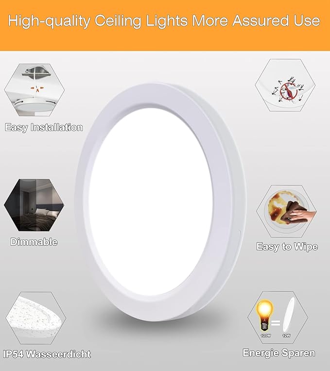 ETL Certified 7 inch Small LED Flush Mount Ceiling Light Dimmable,5000K Daylight Ultra Slim Round Flat Panel Ceiling Light Fixture,Modern Ceiling Lamp for Closet,Kitchen,Bathroom 26Pack(White)
