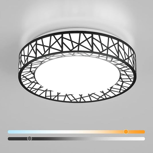 Lightania 12 Inch Flush Mount Ceiling Light, Modern Black LED Ceiling Light Fixture, 20W 1400LM 2700-6500K Adjustable, Dimmable Ceiling Lights for Bedroom, Kitchen, Hallway, Bathroom, ETL Listed