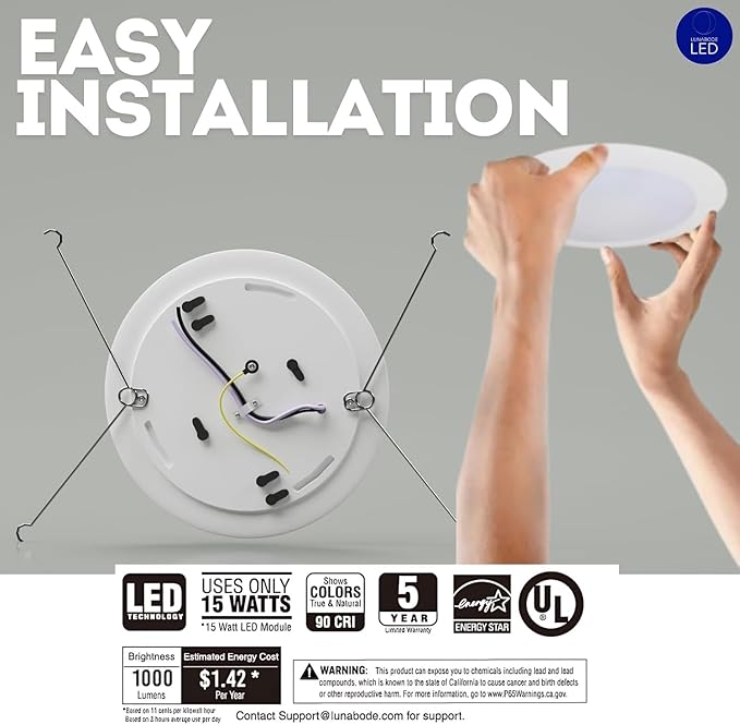 7.5 Inch Disc Light I Dimmable Ceiling Light Fixtures | 5CCT LED Lights 2700K/3000K/3500K/4000K/5000K | Flush Mount Ceiling Light I ETL & UL Certified I LED Lights for Bedroom - 12 Pack