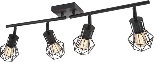 Track Lighting Fixtures Ceiling，Industrial Black Kitchen Track Lighting for Kitchen, Living Room, Dining Room, Hallway（E26
