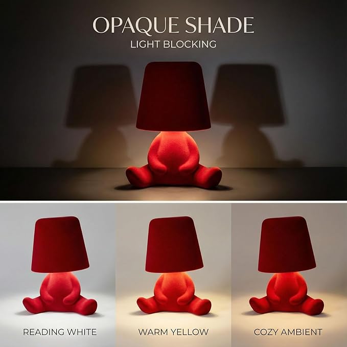 Bedside Touch Control Table Lamp, Golden Decor Thinker Statue LED Table Lamp with USB Port, 3 Way Dimmable Modern Night Light Nightstand Lamp for Home Living Room Office Shelf Decor (red-B)