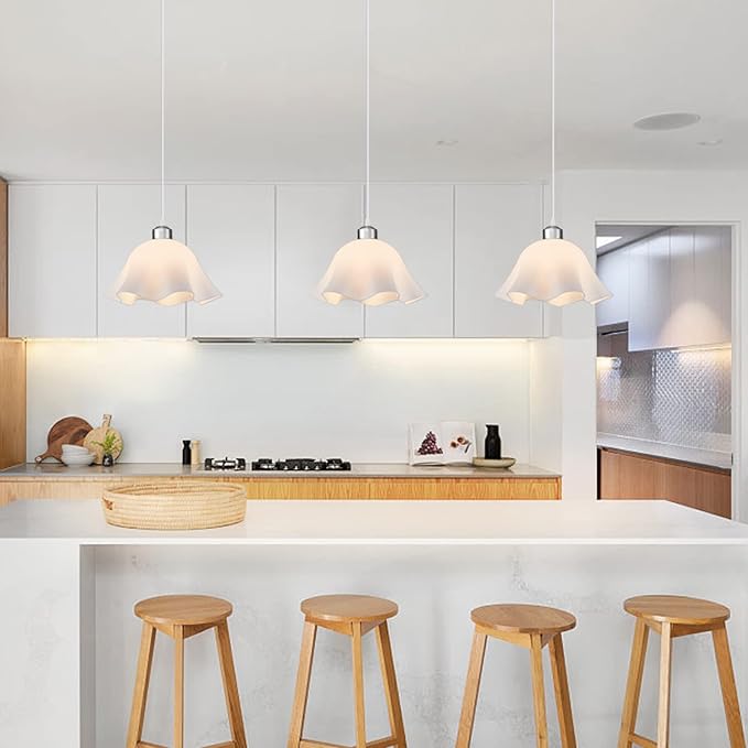 OmiSun Plug in Pendant Light, 2 Pack Hanging Lights with Plug in Cord, Hanging Lamp with15Ft Cord, On/Off Switch, Frosted Plastic White Shade, Plug in Hanging Ceiling Lights for Bedroom, Living Room